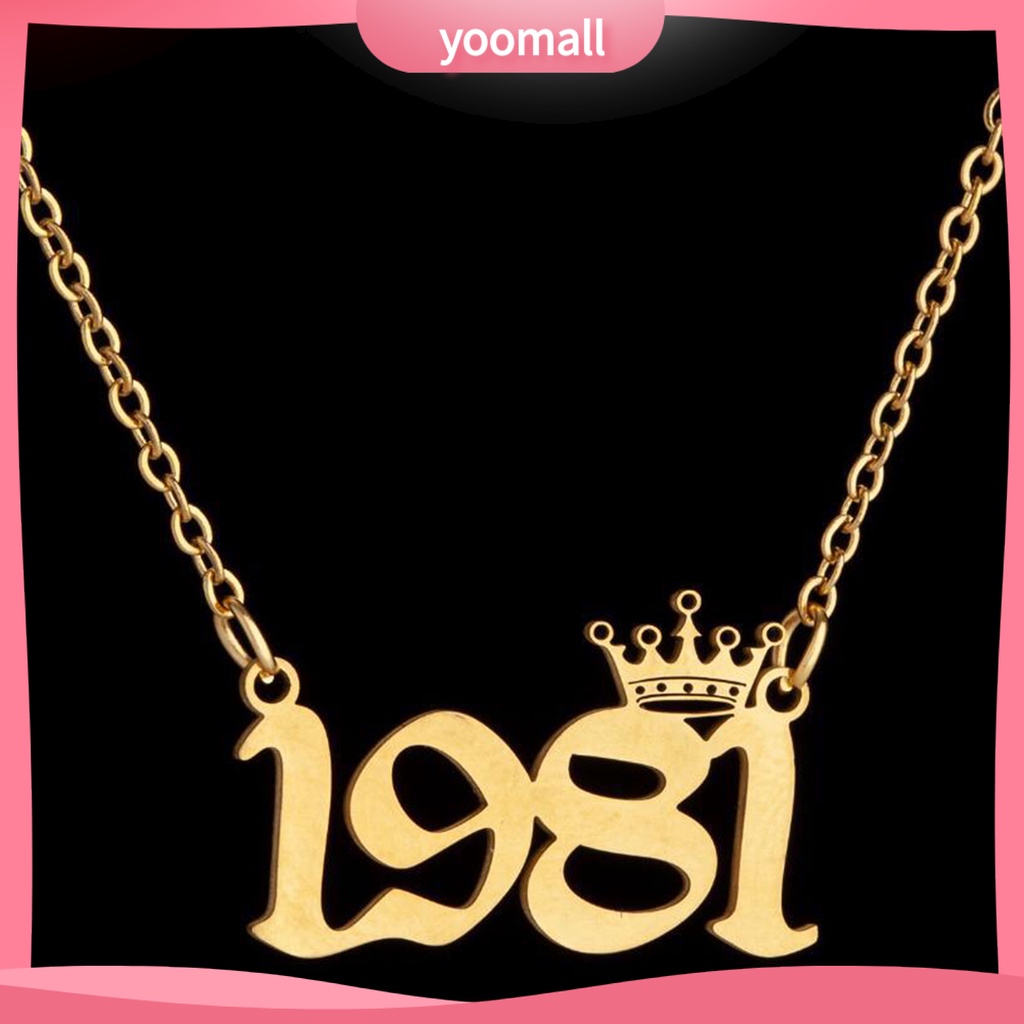 Vòng cổ Mặt Số Năm Mới 1980-1999 Bằng Thép Không Gỉ Dành Cho Nữ