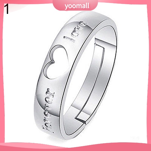 Nhẫn Đôi Mạ Bạc Khắc Chữ Forever Love Đính Đá Zircon