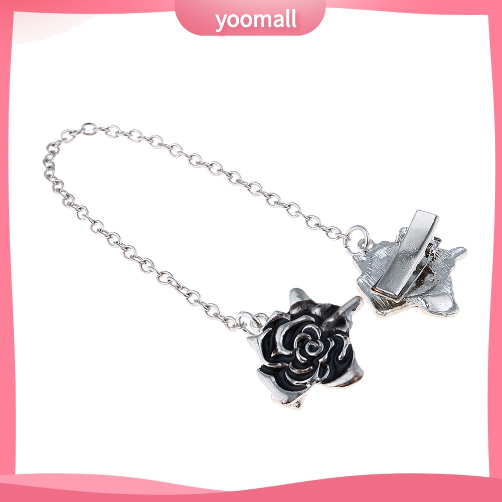 Ghim Cài Áo Hình Hoa Hồng Phối Dây Xích Thời Trang Cho Nữ