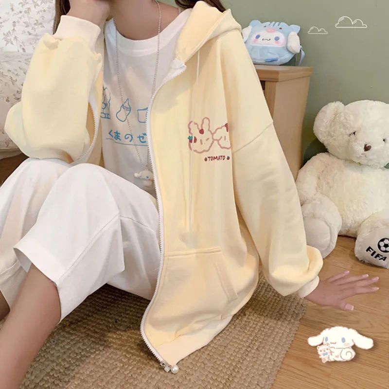 Áo Khoác Hoodie Mỏng Dáng Rộng Phối Khóa Kéo Thời Trang Xuân Thu Hàn Quốc Mới