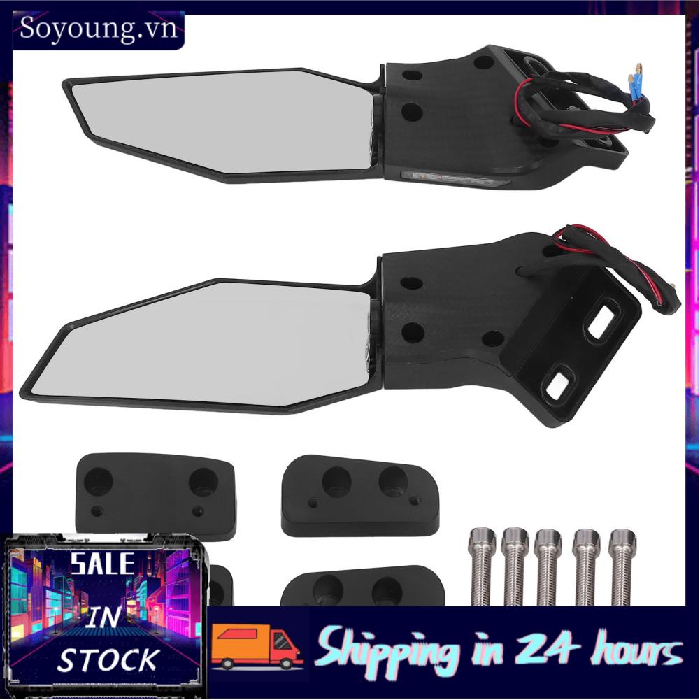Soyoung Motorcycle Side Mirrors Swivel Wing Fin Multipurpose Aerodynamic with  Turn Signal for ZX10R ZX6R ZX636 2019-2022