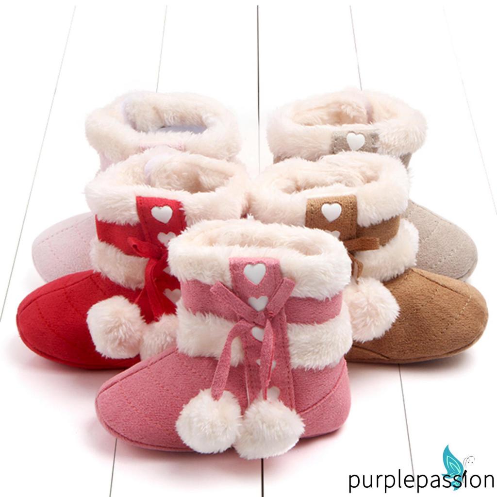 Đôi Bốt Bông Giữ Ấm Đính Nơ Dễ Thương Cho Bé Gái