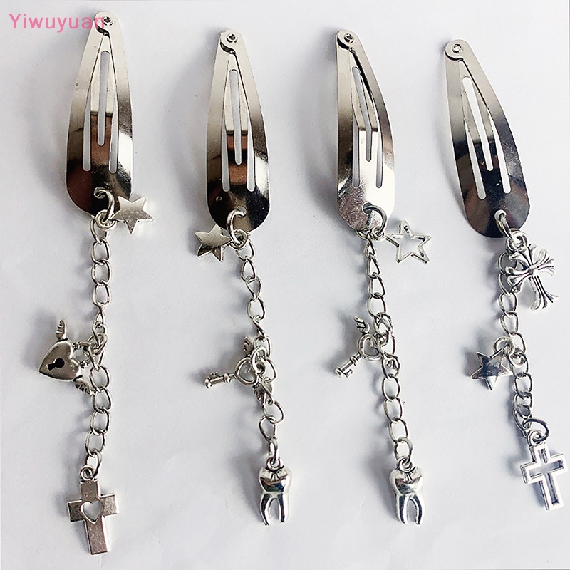 Kẹp Tóc Hình Thánh Giá Bằng Kim Loại Phong Cách Punk Hiphop Yiwuyuan > Y2K Mới 2023