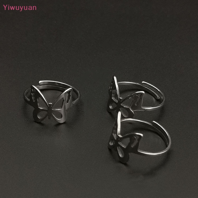 < Yiwuyuan > Nhẫn Hình Bướm Hình Học Tối Giản Có Thể Điều Chỉnh Kích Cỡ Thích Hợp Làm Quà
