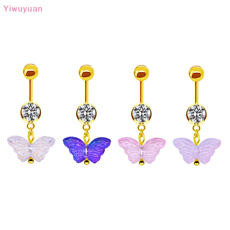 Khuyên Rốn Hình Bướm Đính Đá Bằng Thép Không Gỉ Mới