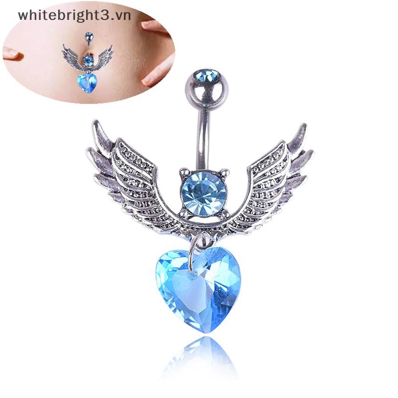 Khuyên Rốn Hình Đôi Cánh Thiên Thần Đính Đá Pha Lê 16G