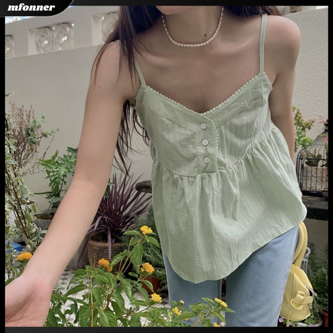 Áo Tank Top Cổ Chữ V Dáng Rộng Màu Sắc Đơn Giản Thời Trang Mùa Hè Tinh Tế Cho Nữ