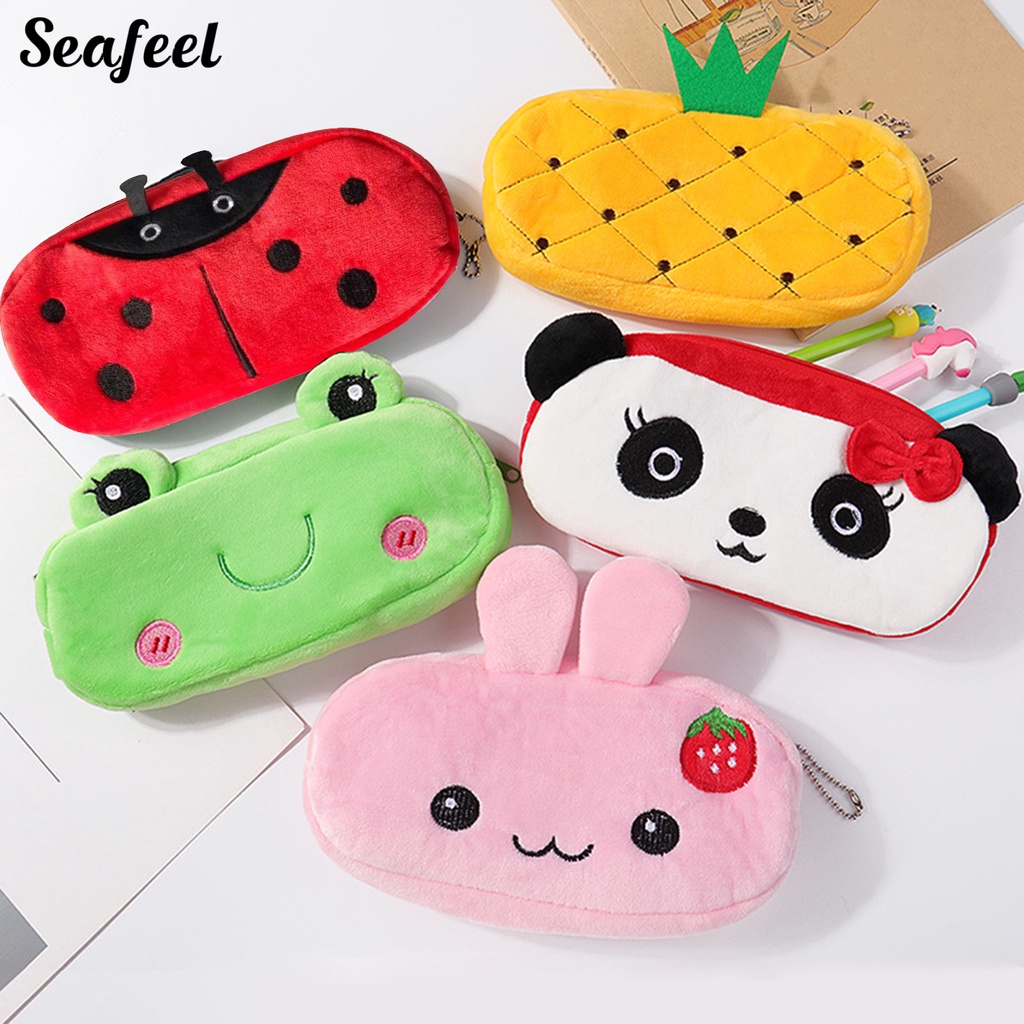 Túi Đựng Bút Bằng Nỉ Cỡ Lớn Có Khóa Kéo In Họa Tiết Hoạt Hình Dễ Thương Tiện Dụng Cho