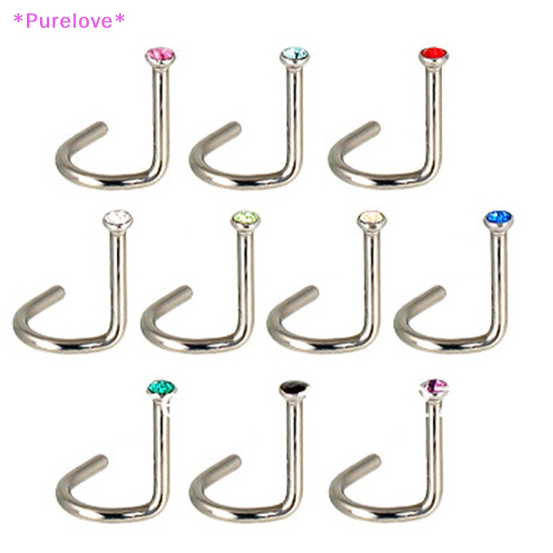 Set 10 Khuyên Mũi Bằng Thép Không Gỉ Đính Đá Cá Tính Thời Trang Mới