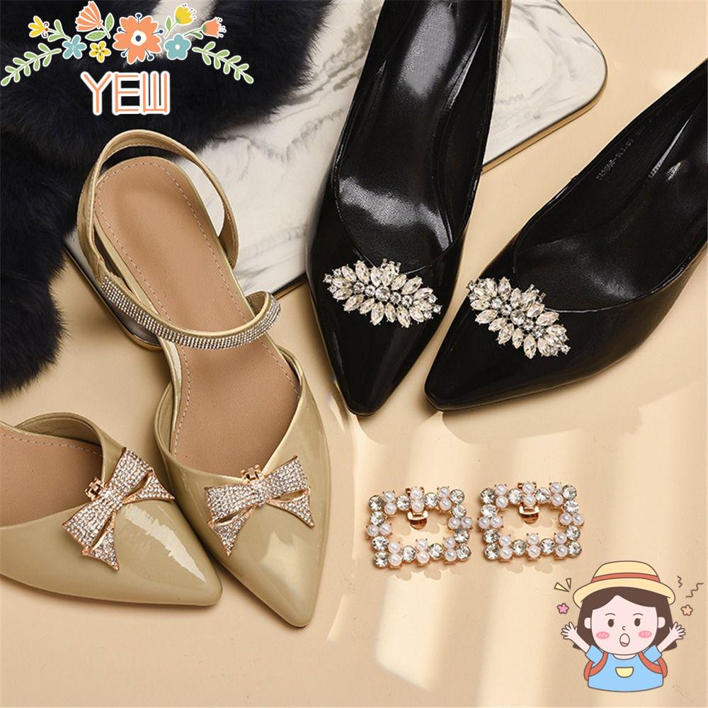 Set 2 Phụ Kiện Trang Trí Giày Cao Gót Đính Đá Pha Lê Xinh Xắn Charms