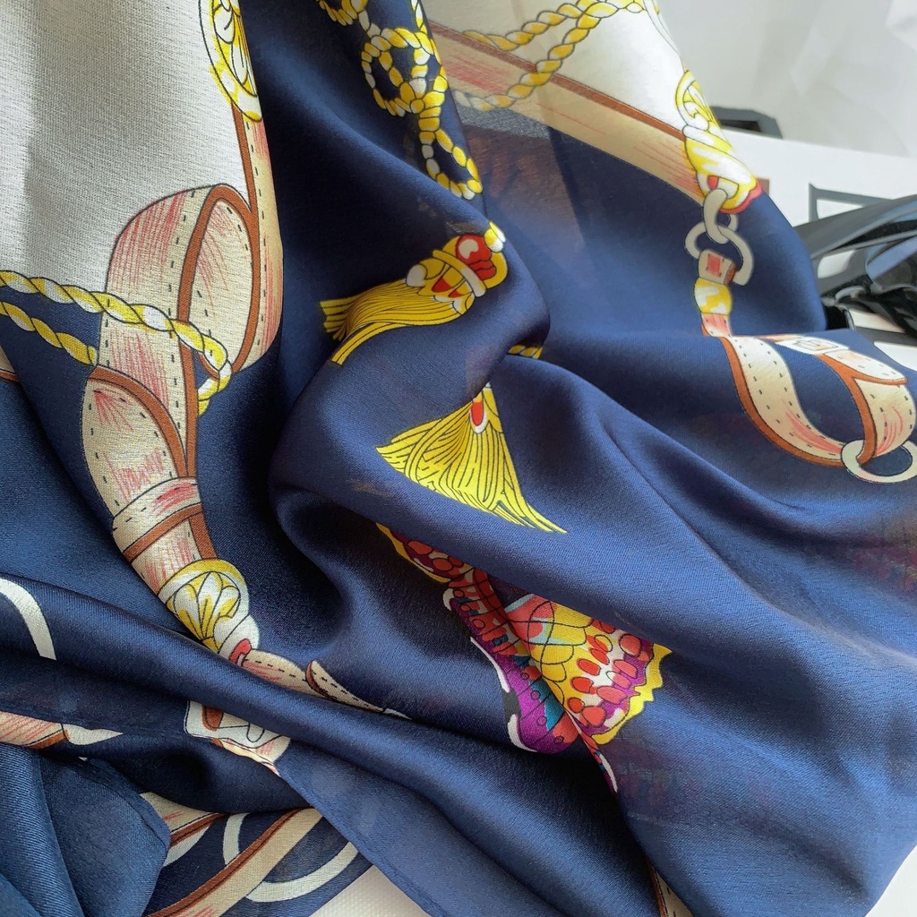 Khăn Quàng Cổ Chống Nắng Bằng Lụa Mỏng In Họa Tiết Thời Trang Phong Cách Hàn Quốc Cho Nữ