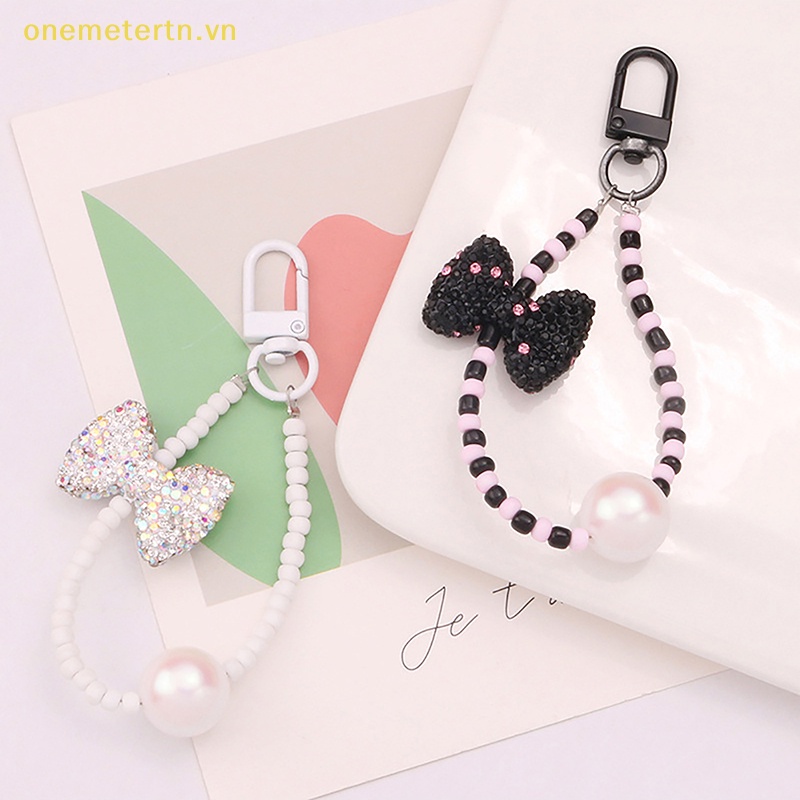 Onemetertn Móc Khóa Trang Trí Ba Lô / Túi Xách Đính Hạt Kim Cương Nơ Hoa Dễ Thương Dành Cho Bạn Nữ VN