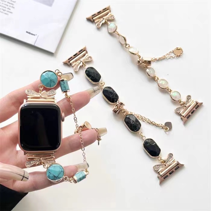 Dây Đeo Đồng Hồ Bằng Thép Không Gỉ Đính Đá Quý Cho Apple watch series 8 7 6 5 4 3 49mm 45mm 44mm 42mm 41mm 40mm 38mm