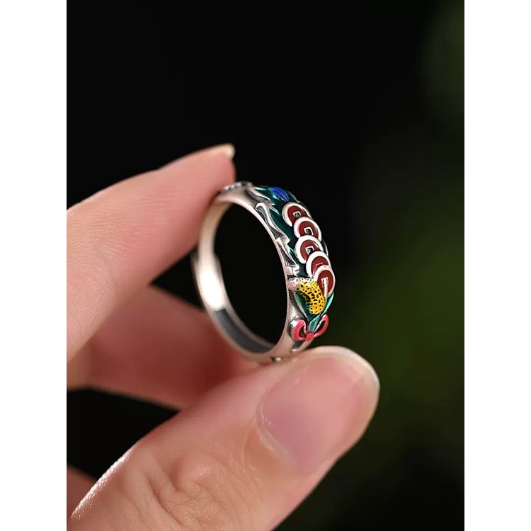 Nhẫn Hở Hình Đồng Xu Bạc Thái Thời Trang Cho Nam Nữ