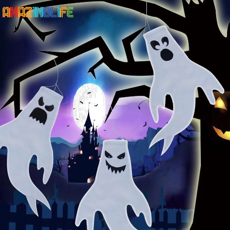 Cờ Treo Tường Bằng Polyester Hình Ma Phát Quang Độc Đáo Trang Trí Nhà Cửa