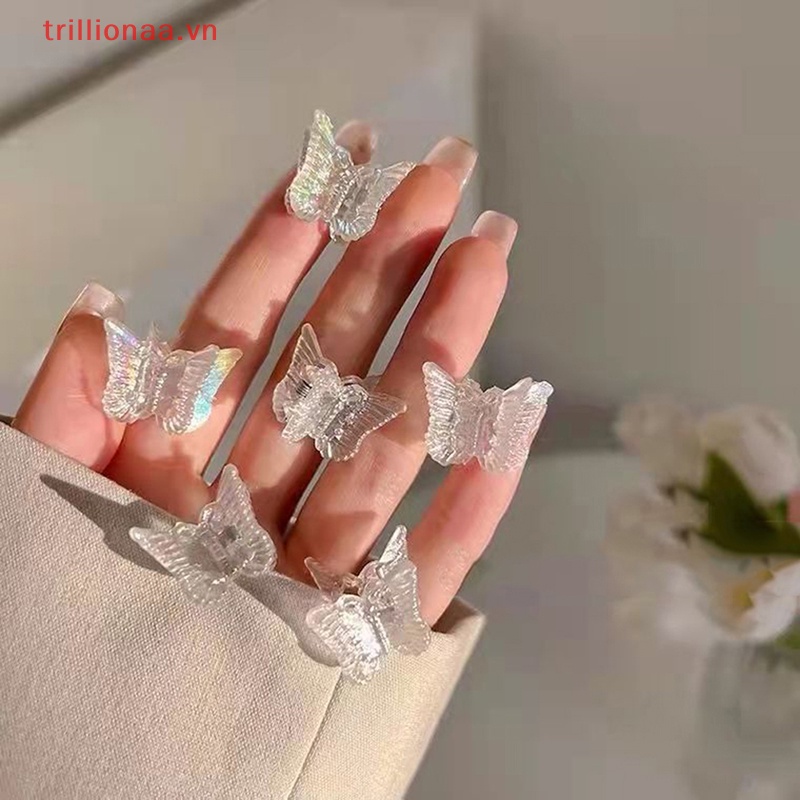 Set 10 Kẹp Tóc Hình Bướm Mini Bằng Resin Trong Suốt Dễ Thương Cho Bé Gái
