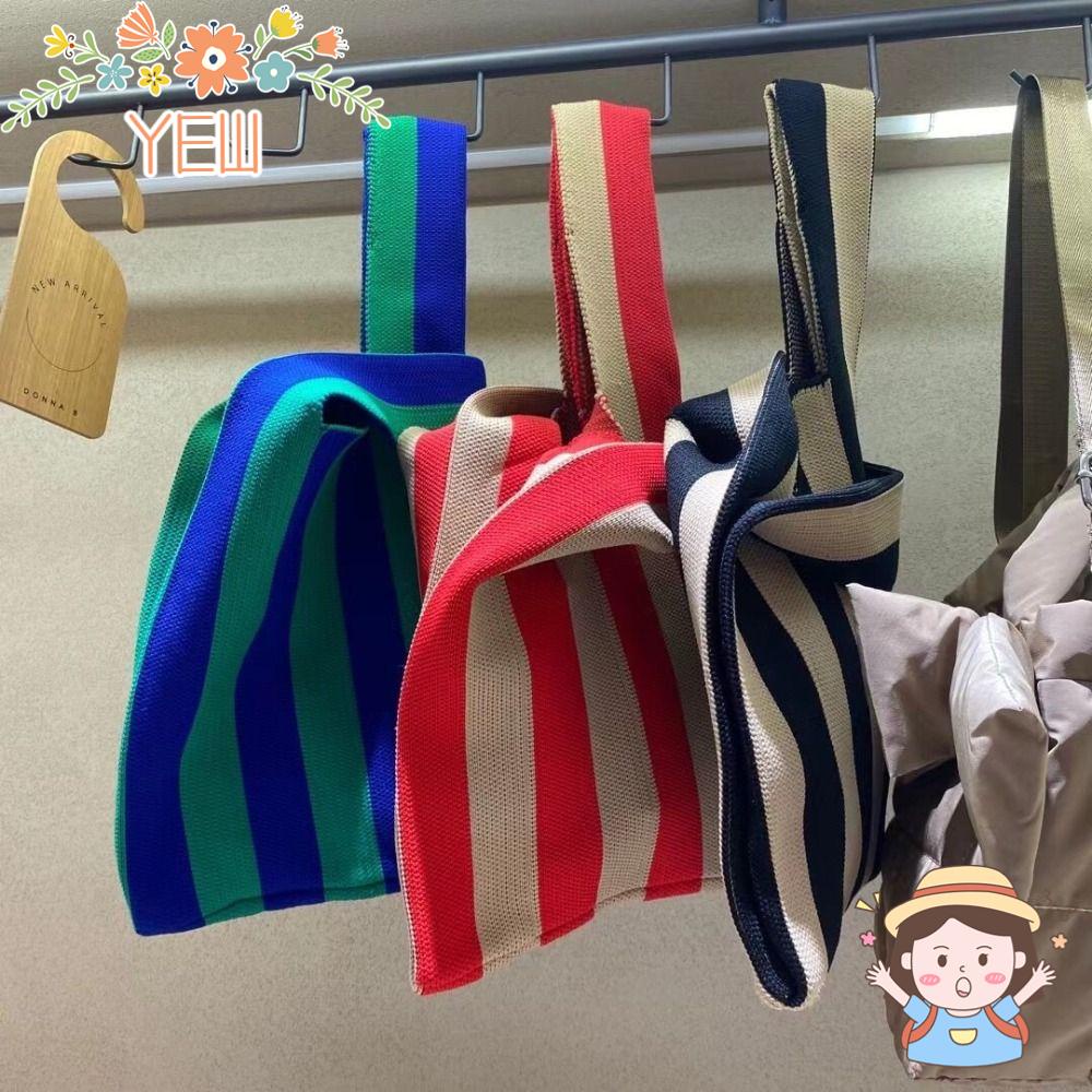 Túi Mua Sắm Đeo Vai / Xách Tay Đan Len Màu Sắc Xinh Xắn Có Thể Tái Sử