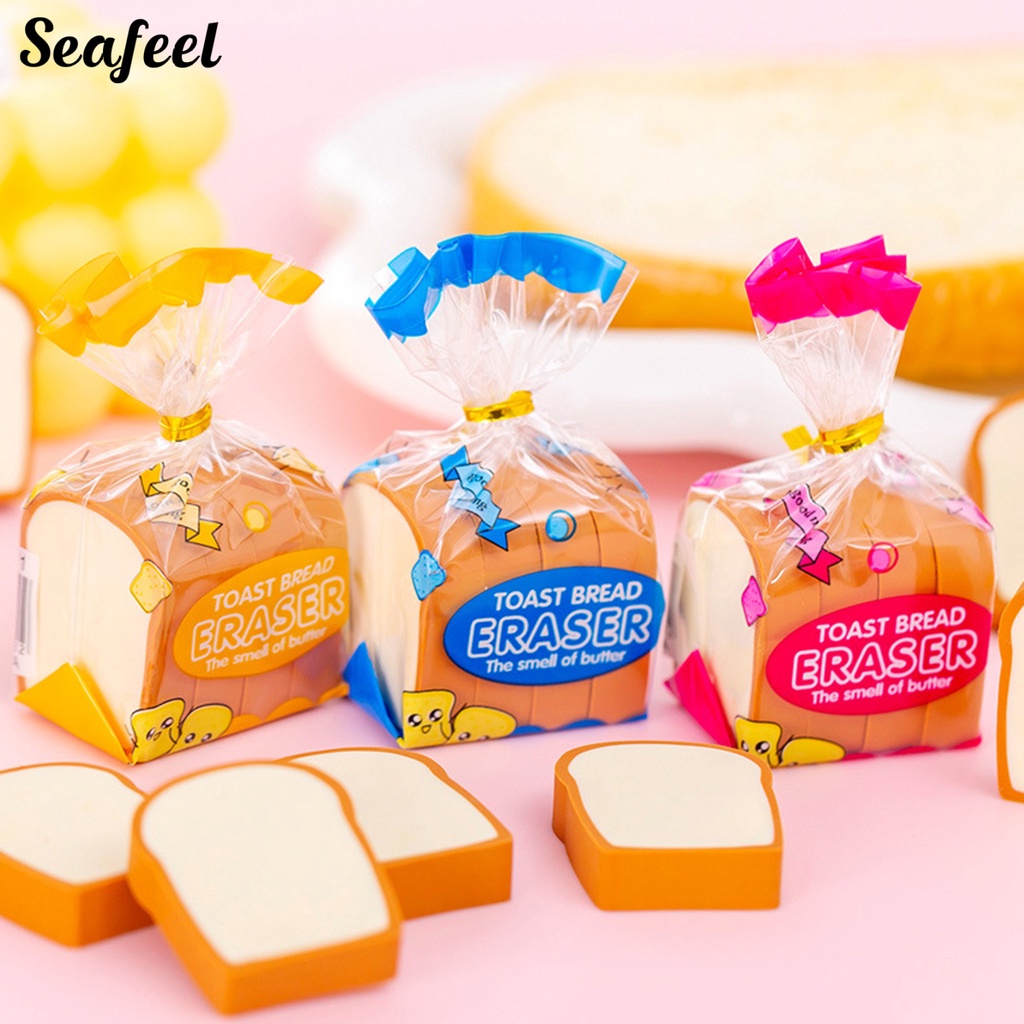 Bộ 4 Cục Tẩy Bút Chì Hình Bánh Mì Hoạt Hình Đáng Yêu