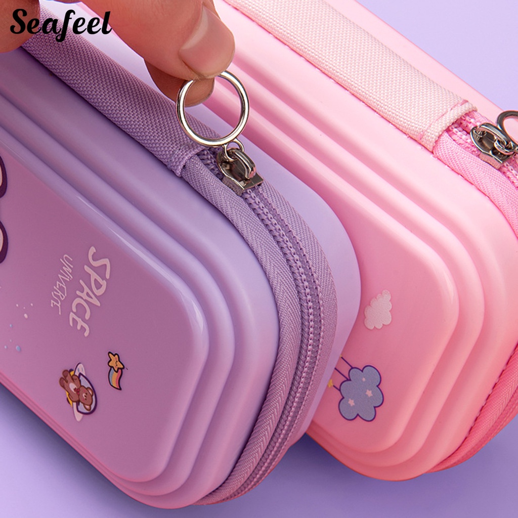 Hộp Đựng Bút 3 Ngăn Phân Loại Sức Chứa Lớn Chống Bẩn In Họa Tiết Hoạt Hình Dành Cho Học Sinh