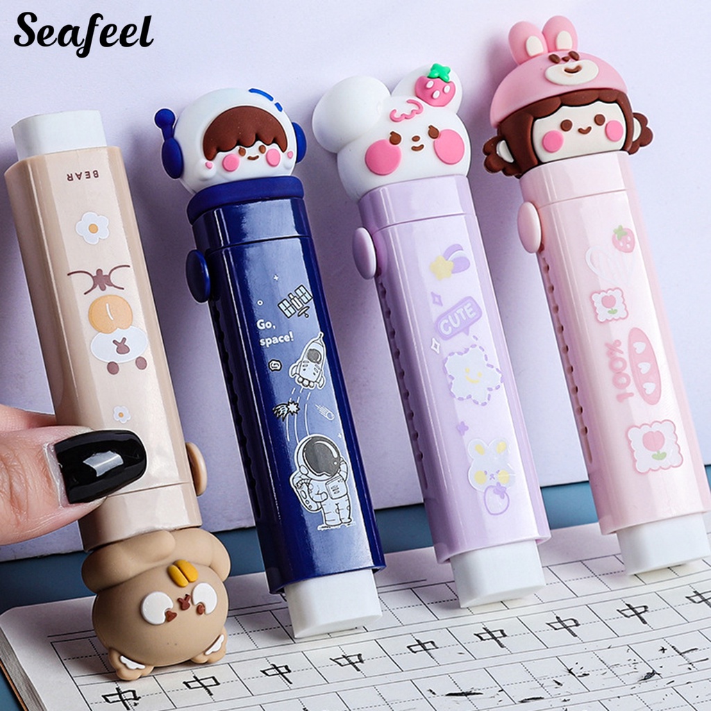 1 Bộ Tẩy Bút Chì Thay Thế Kèm Lõi Tẩy Hình Hoạt Hình Cho Bé