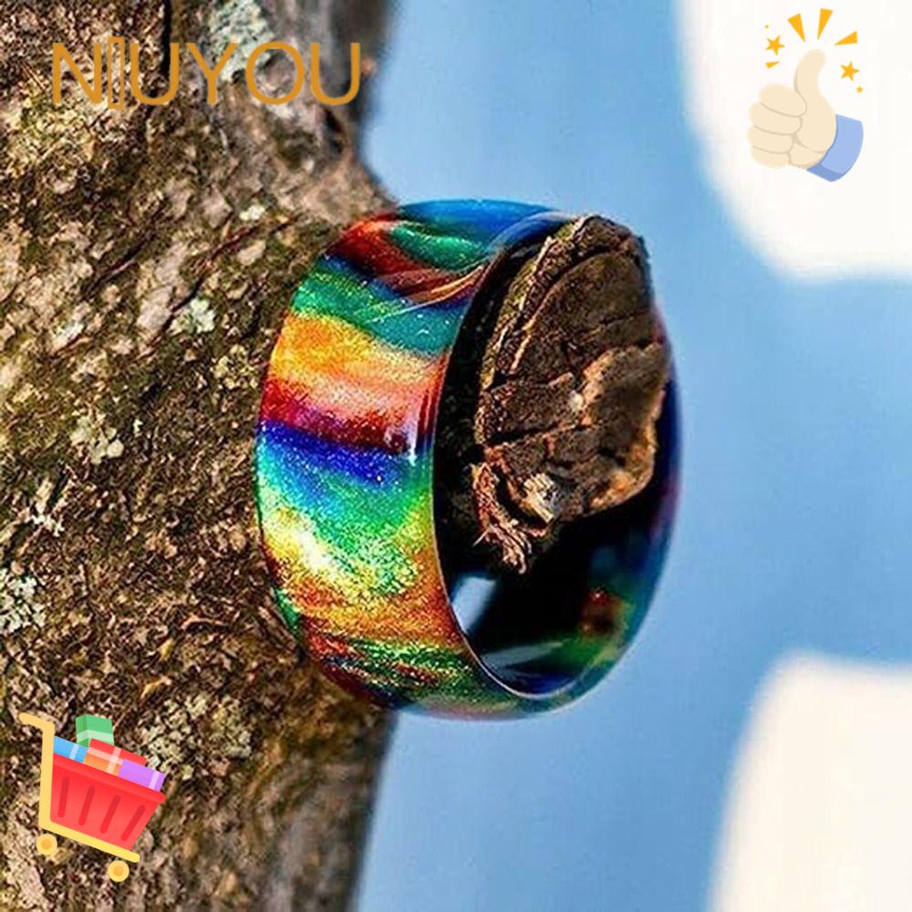 Nhẫn Acrylic Đơn Giản Chất Lượng Cao Họa Tiết Bầu Trời Sao Đầy Màu Sắc Cá Tính Thủ Công Cho Nữ