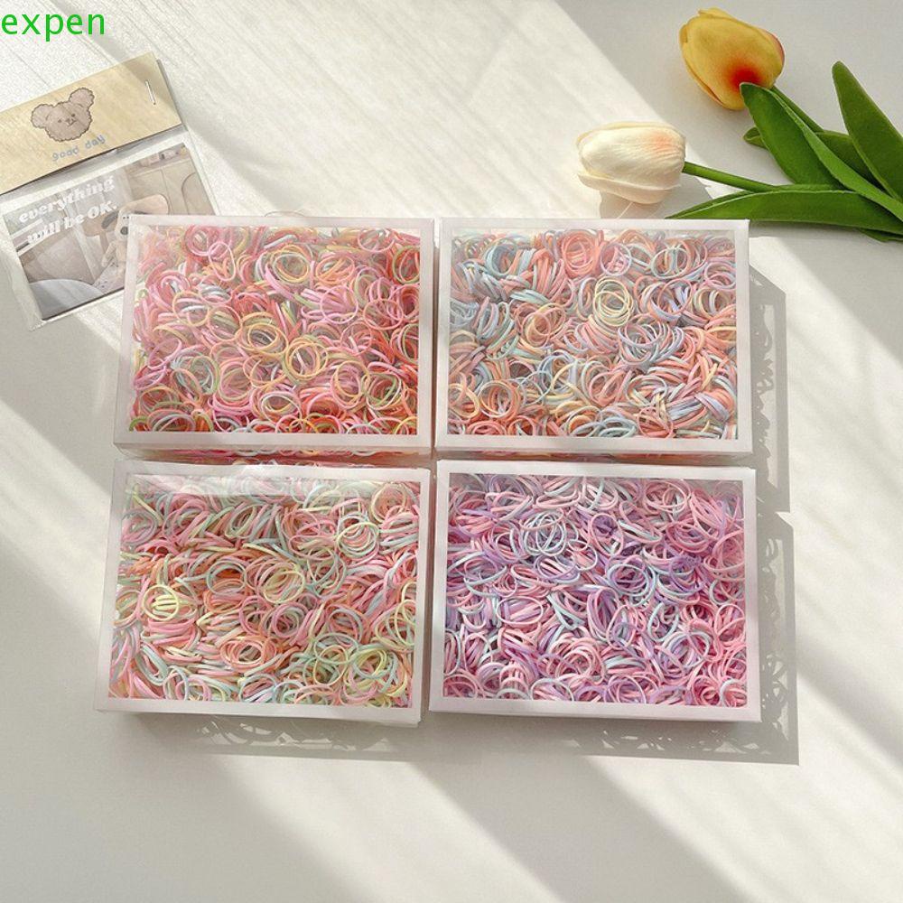 Set 1000 Dây Buộc Tóc Đuôi Ngựa Chất Liệu Cao Su Co Giãn Cho Bé Gái