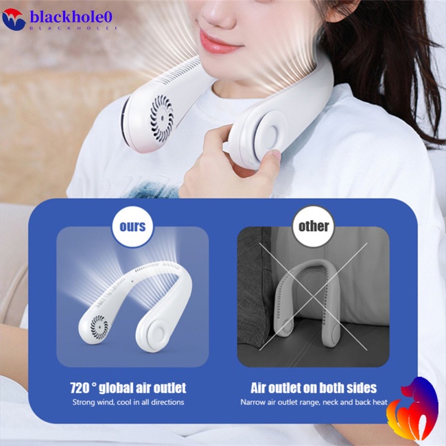 Quạt Đeo Cổ Không Cánh 3 Tốc Độ Pin 5000Mah Có Thể Sạc Lại Dùng Khi Đi Cắm Trại