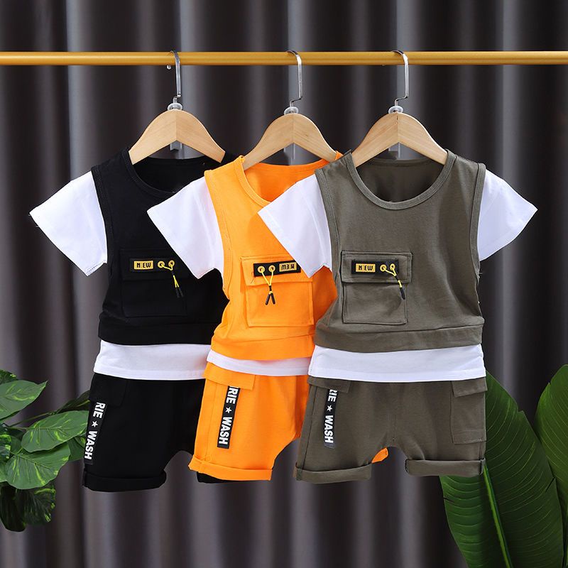 Set Áo Thun Tay Ngắn Phối Quần Short Có Túi Thời Trang Mùa Hè 2022 Dễ Thương Cho Bé