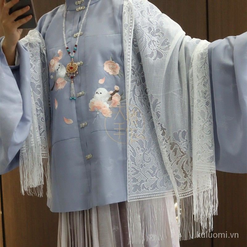 Khăn Choàng Ren Phối Tua Rua Phong Cách Lolita Cổ Điển Phụ Kiện Hàng Ngày Hanyang Eclectic