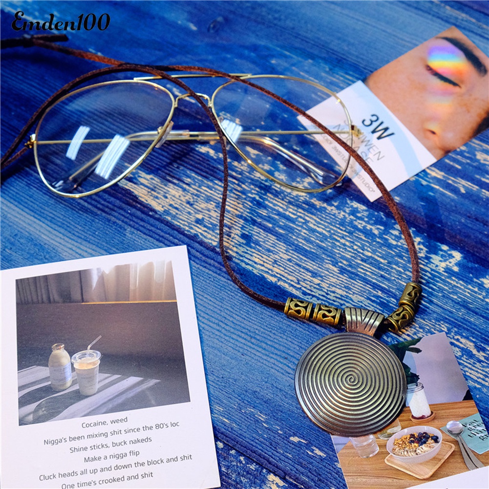 Vòng cổ Giả Da Mặt Tròn Phong Cách Vintage Thời Trang