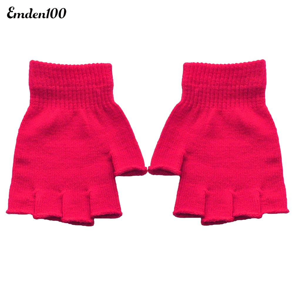 1 Đôi Găng Tay Len Hở Ngón Mềm Mại Ấm Áp