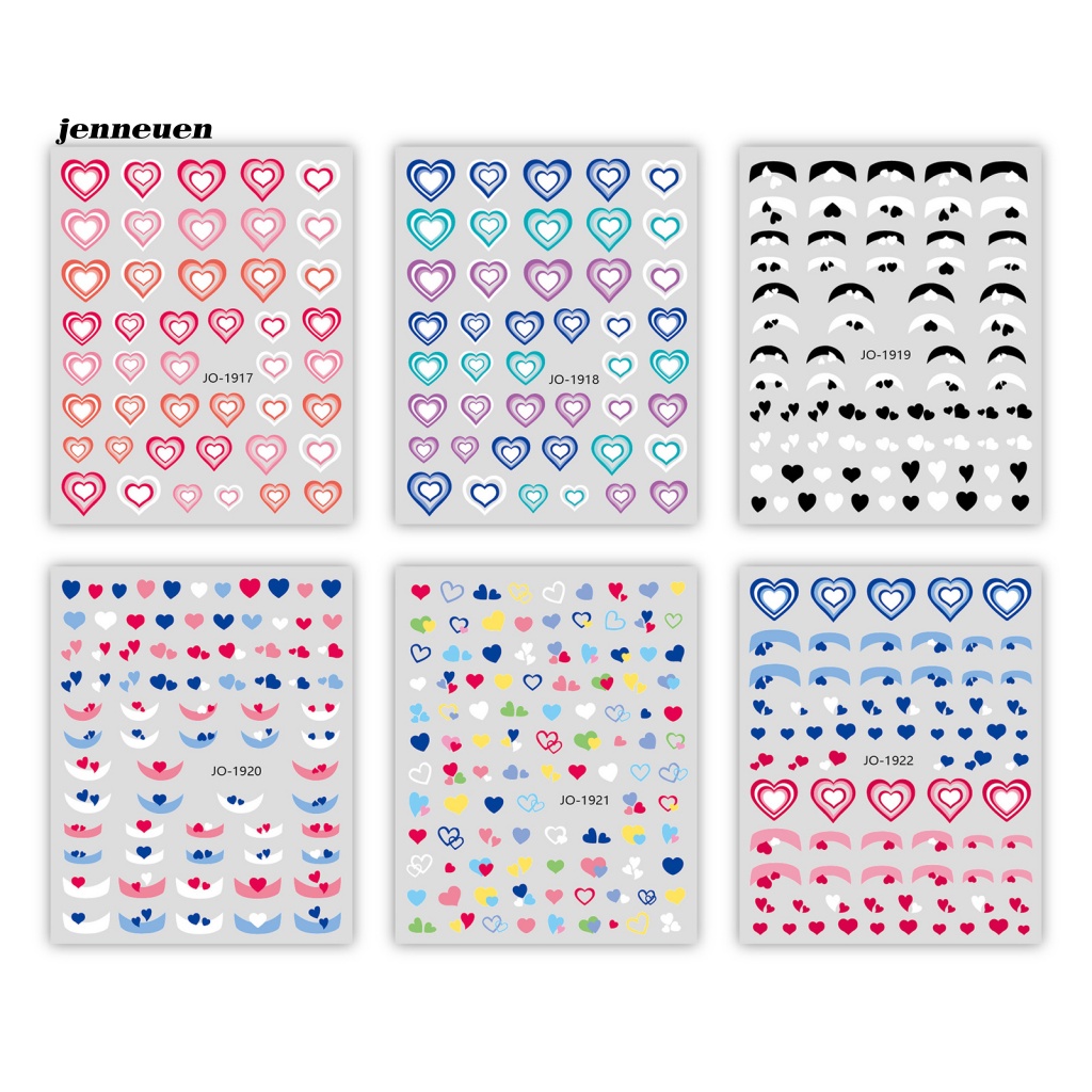 Miếng Dán Chuyển Màu Họa Tiết Trái Tim Trang Trí Móng Tay Nghệ Thuật Màu Sắc