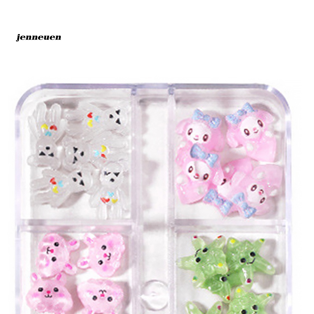 Jen 1 Hộp Nhãn Dán Trang Trí Móng Tay Mini Hình Động Vật / Thỏ / Gấu Bướm / Gấu Đáng Yêu Cho Salon