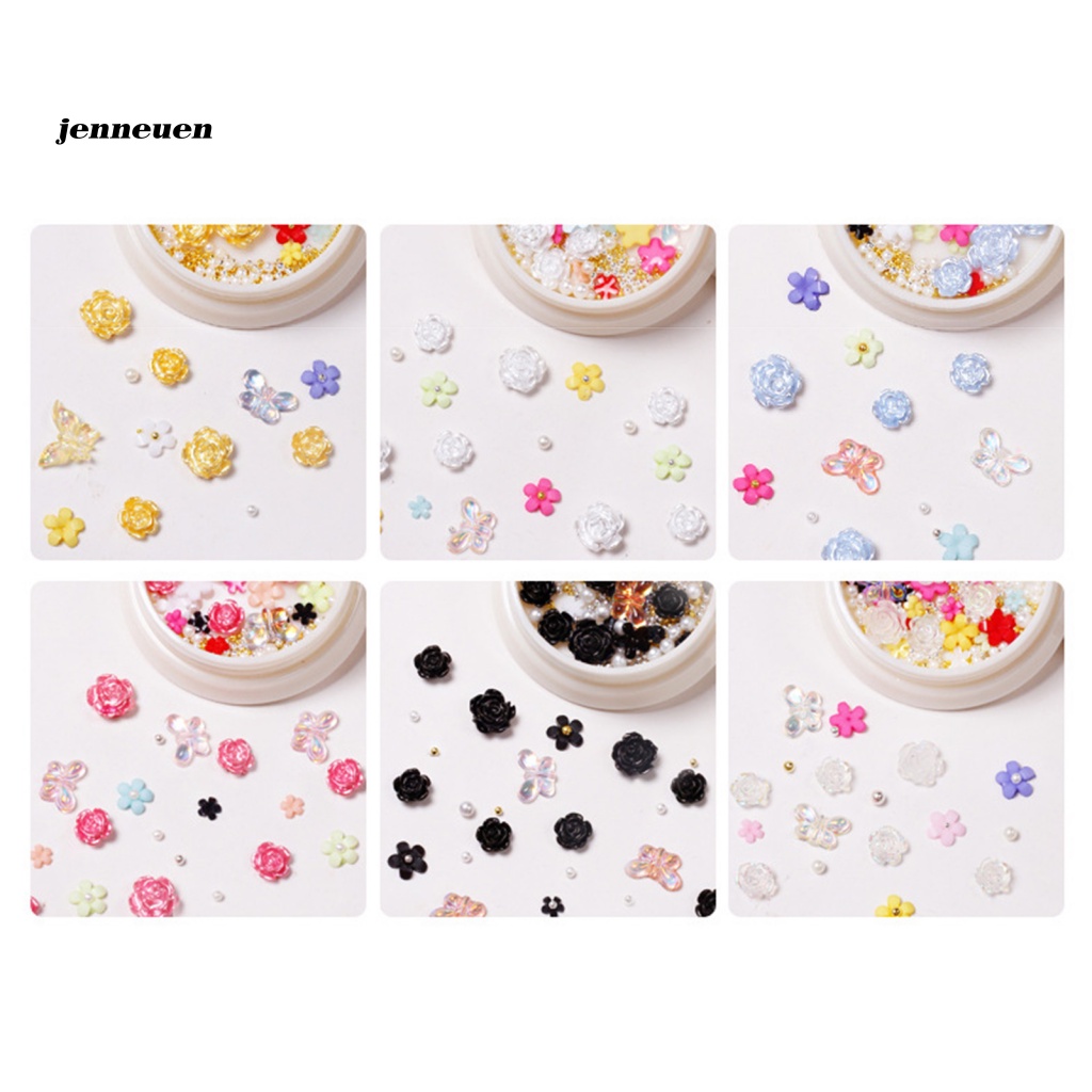 1 Hộp Hoa Trà 3D Lấp Lánh Không Phai Màu Trang Trí Móng Tay DIY