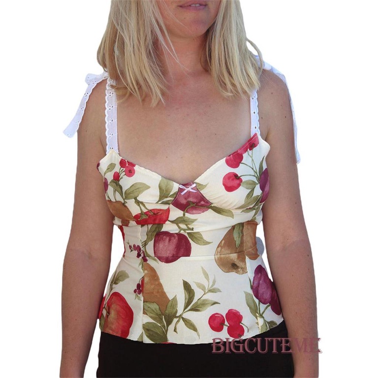 Áo Hai Dây Cổ Chữ V In Họa Tiết Hoa / Trái Cây Phong Cách Đường Phố Thời Trang Cho Nữ