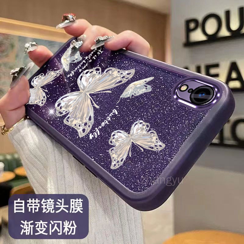 Ốp lưng iphone x xs iphone xs max xr Ốp Điện Thoại Lens Protection Film Soft Transparent Butterfly Pattern Gradient Color Trường hợp điện thoại iphone x xs iphone xs max xr Shock Protection Case