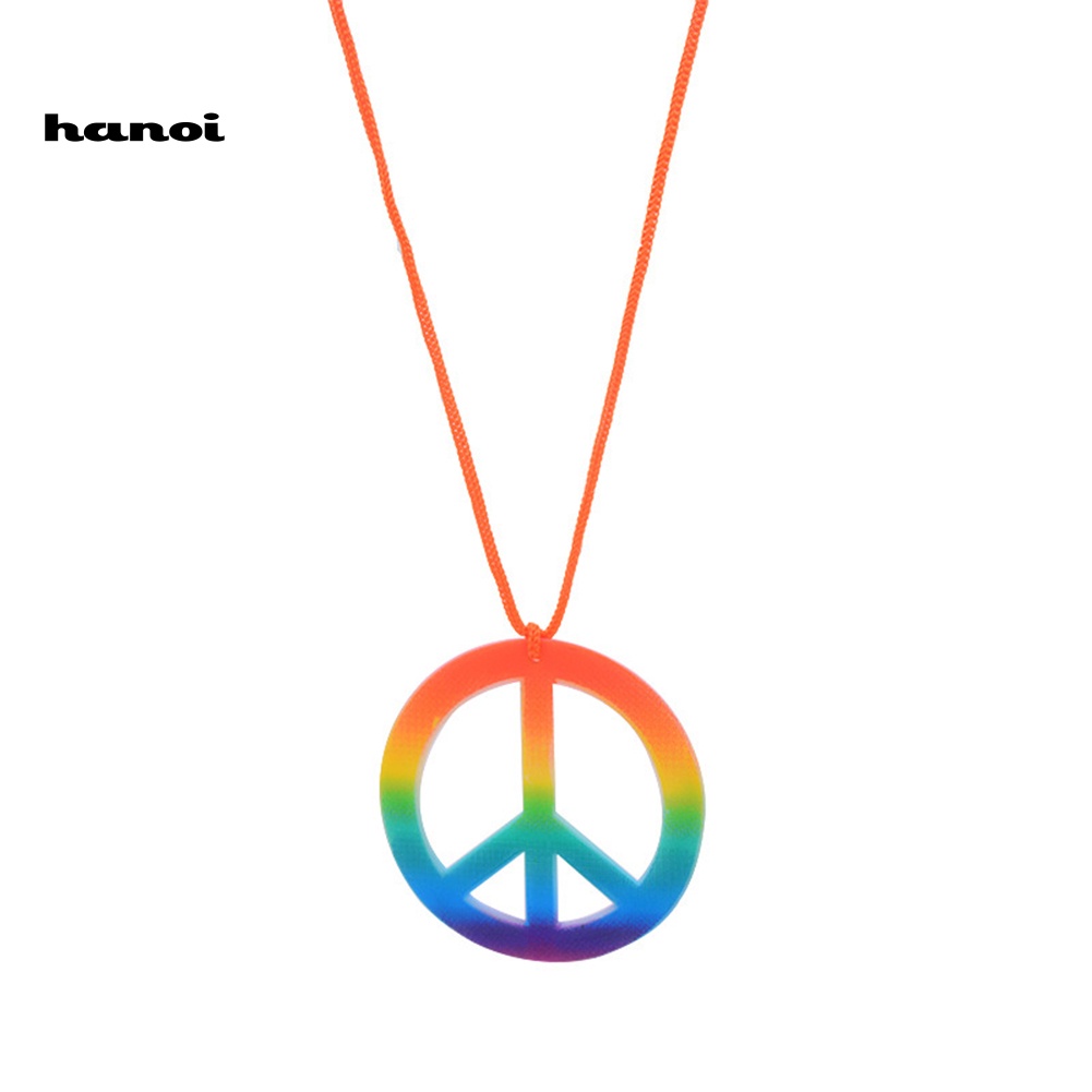 Bộ Vòng cổ + Bông Tai Hình Biểu Tượng Hòa Bình Nhiều Màu Sắc Cho