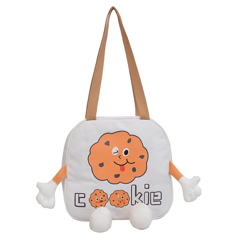 MLKSRH KQES Túi Vải canvas Đeo Vai Họa Tiết Hoạt Hình Vui Nhộn Thời Trang Cho Nữ