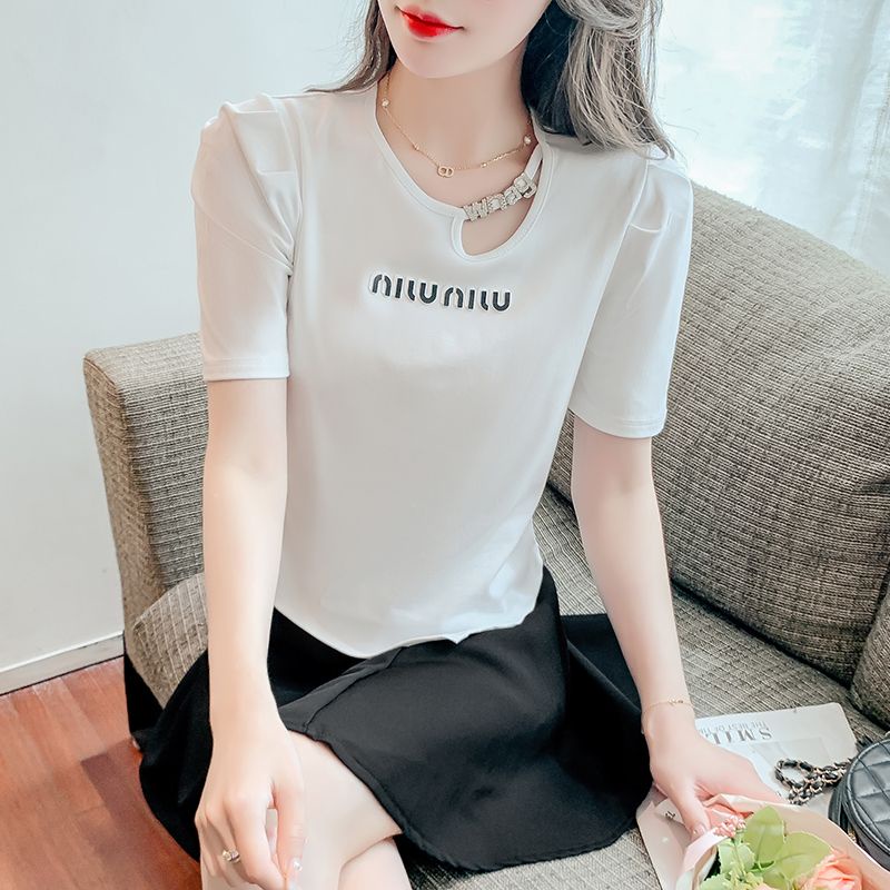 Áo Thun Ngắn Tay Phồng Thời Trang Mùa Hè 2023 Phong Cách Phương Tây Cho Nữ