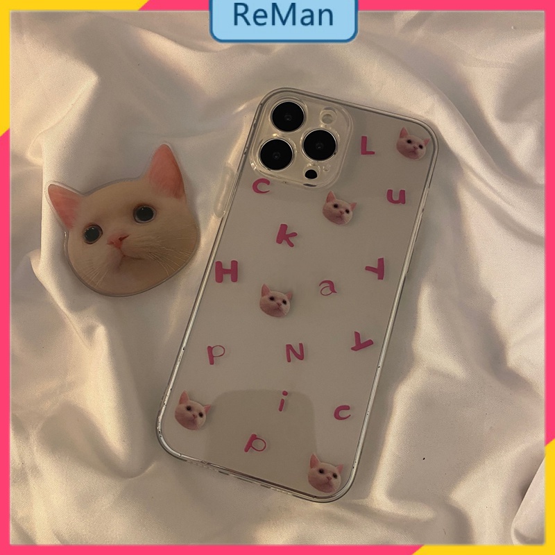 Ốp Điện Thoại Hình Mèo Hoạt Hình Màu Hồng Cho Apple 11 Iphone13 12promax