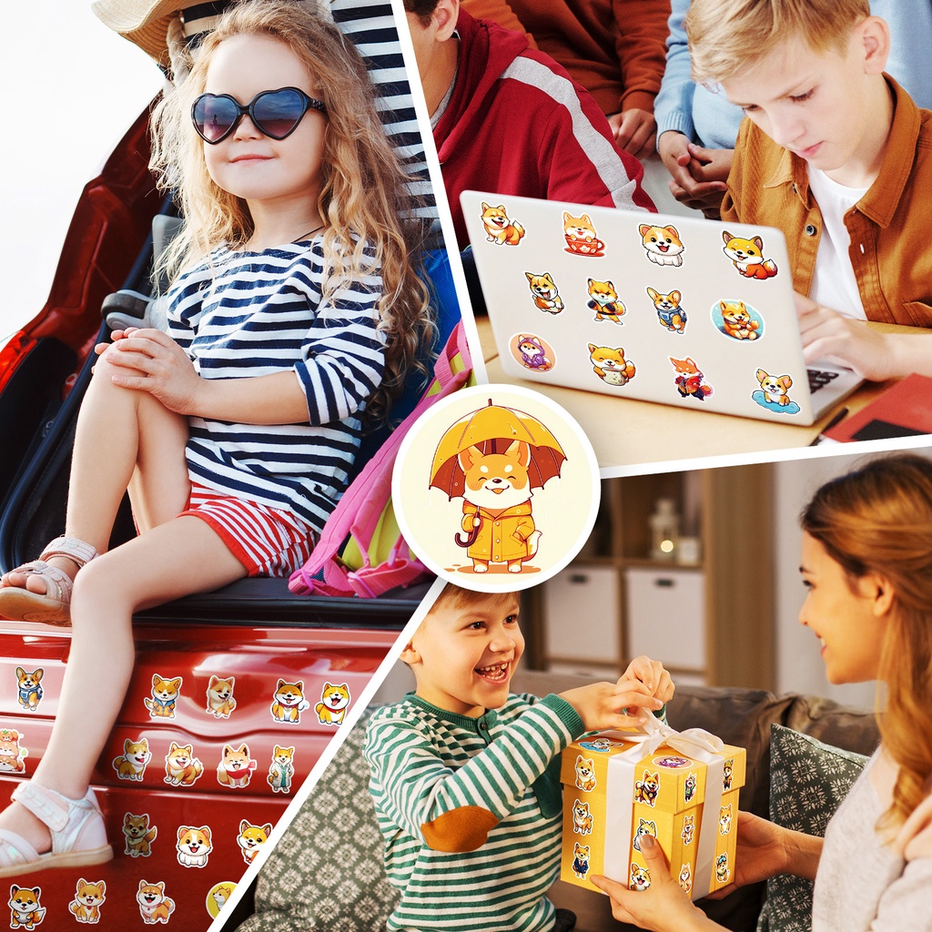 Bộ 50 Miếng Dán Hình Chú Chó Shiba Inu Graffiti Dễ Thương Dùng Trang Trí Vali / Laptop / Điện Thoại / Sổ Tay