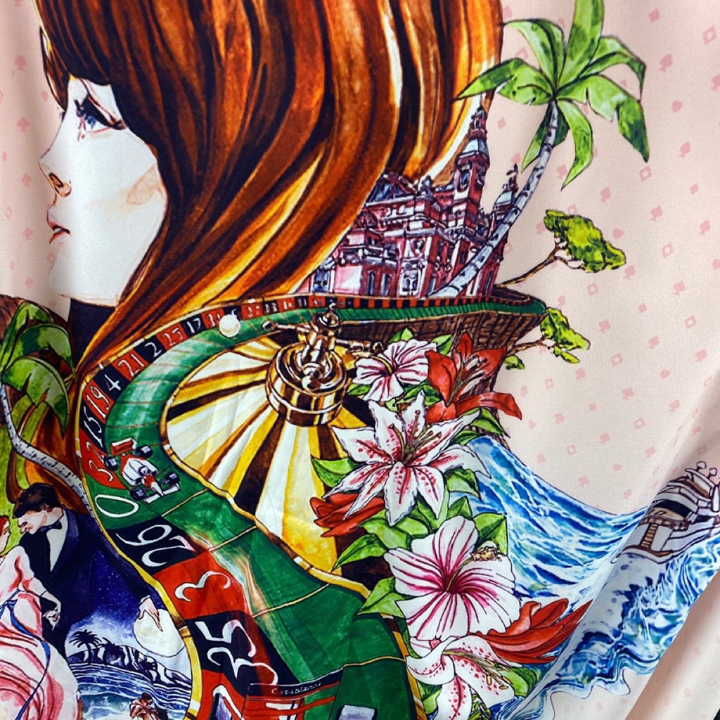 WKNM CASABLANCA fashion brand European long-sleeved shirt light pink lapel letter printed cardigan shirt in stock