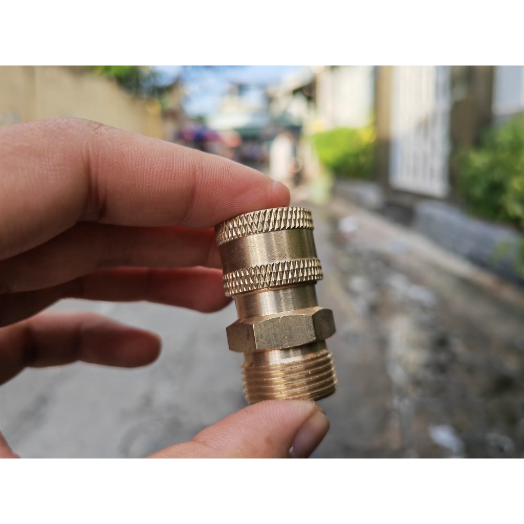 Khớp Nối Nhanh Cái 1/4 Ren Ngoài 22mm Cốt 15 Cho S.úng rửa xe ren trong 22mm