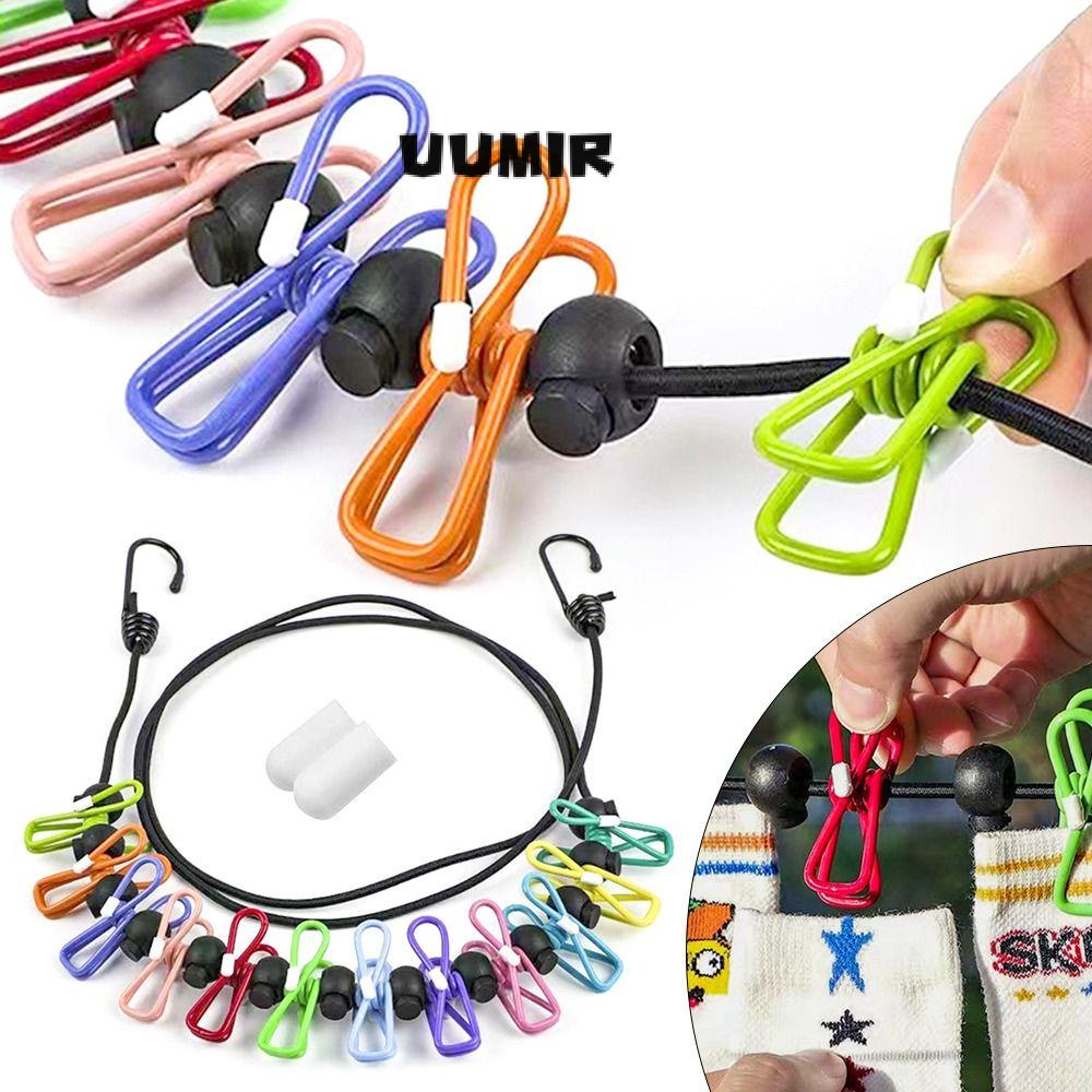 UUMIR Dây Phơi Quần Áo Du Lịch Không Đục Lỗ Màu Đen Chống Trượt Tiện Lợi