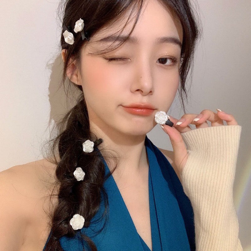 Retro gió hoa hồng kẹp tóc nữ tóc mái kẹp bên hông mũ đội đầu