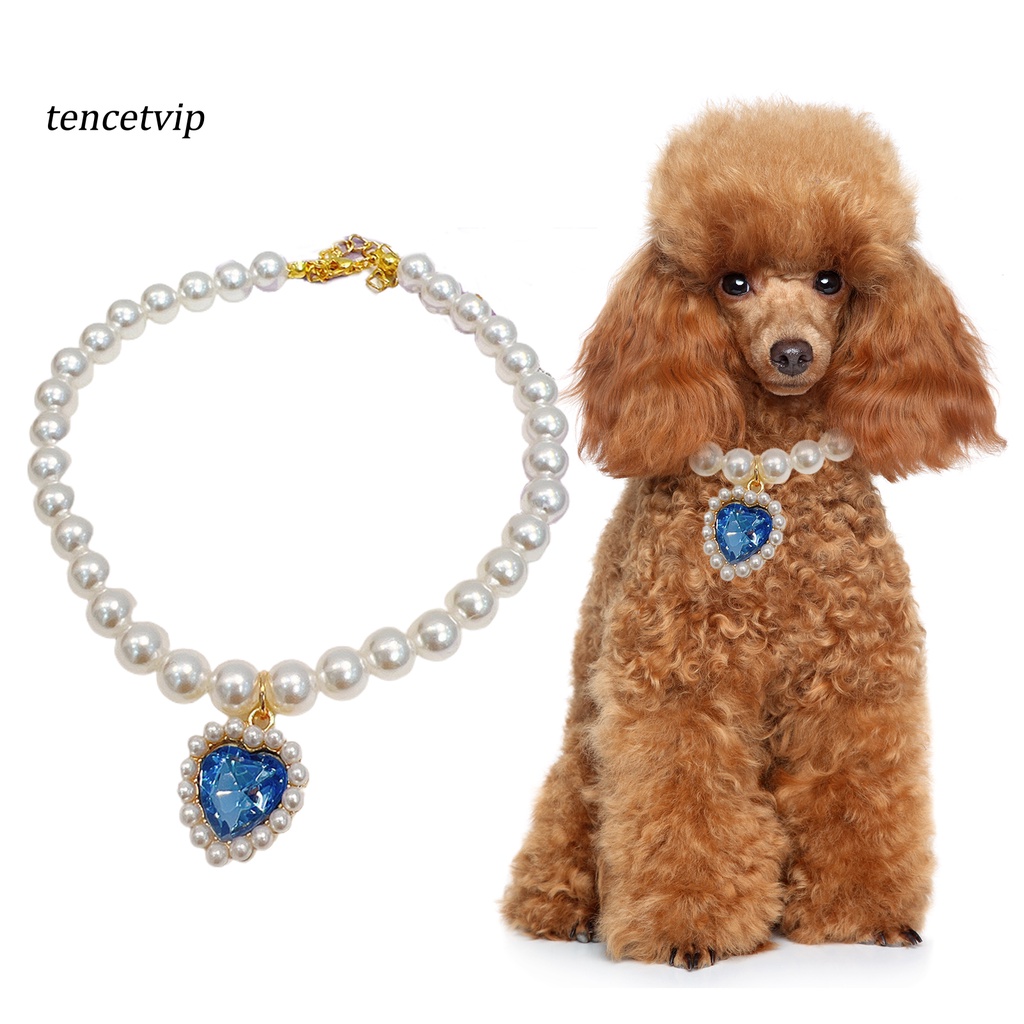 Vòng Cổ Đính Hạt Ngọc Trai Giả Hình Trái Tim Dành Cho Thú Cưng