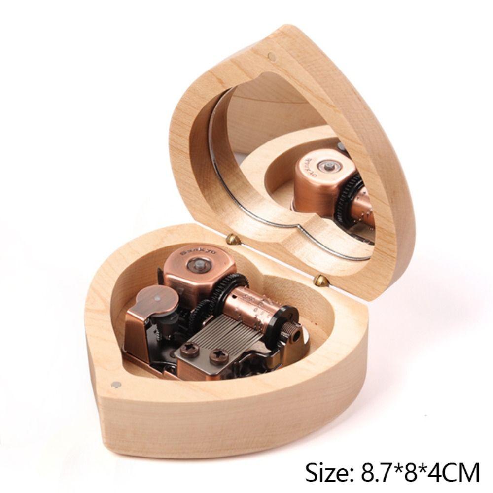 Hộp Nhạc Bằng Gỗ Hình Trái Tim Có Gương Dùng Làm Quà Tặng Sinh Nhật / Valentine