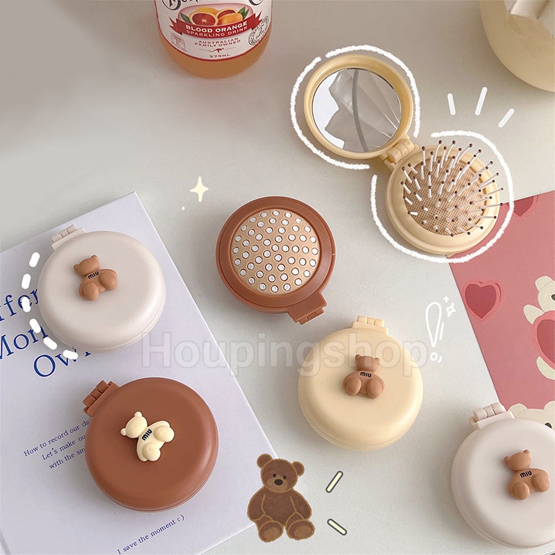 Lược Chải Tóc Mini Kèm Gương Dạng Gập Hình Hoạt Hình Dễ Thương Có Thể Gập Lại Cho Học Sinh Nữ