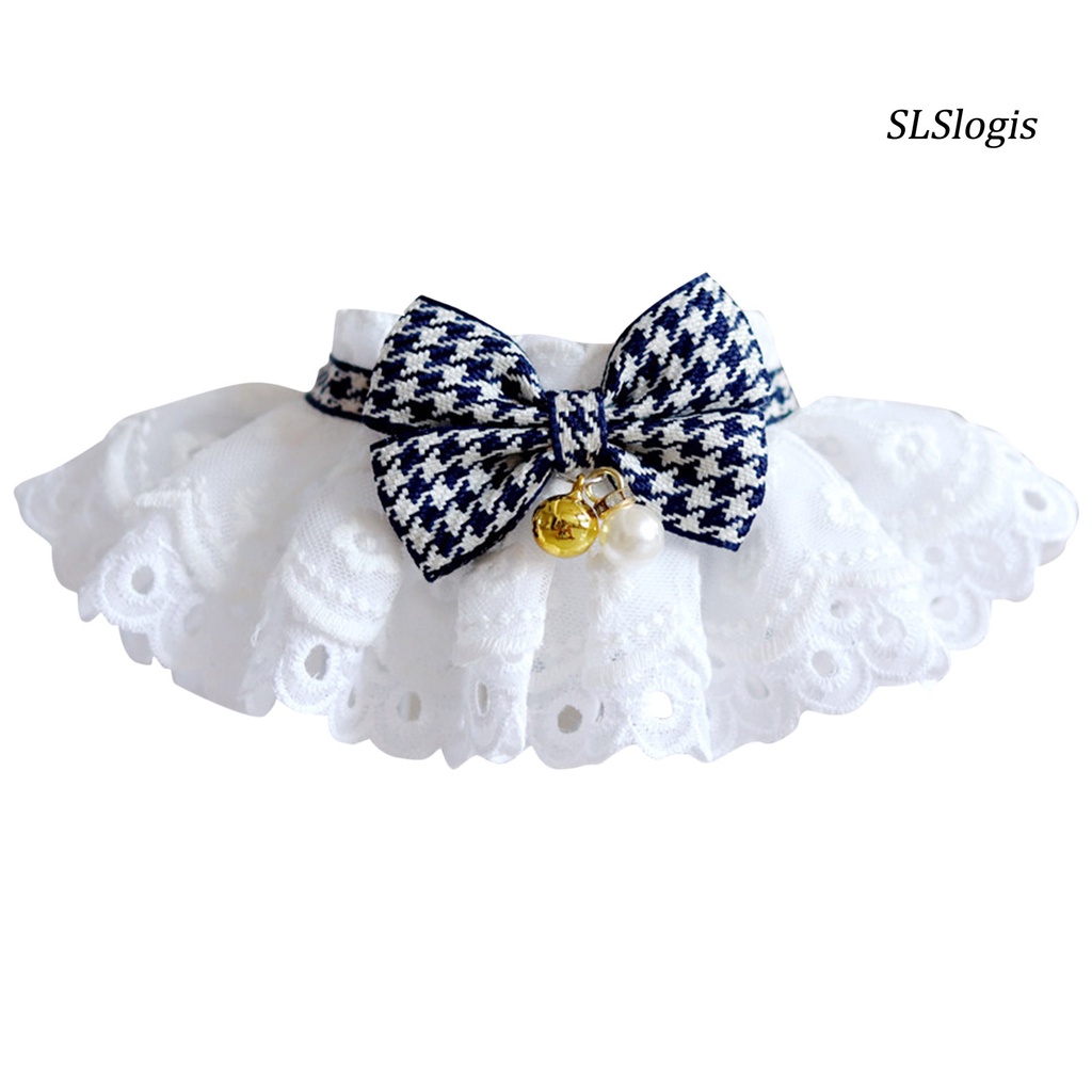 Slslogis Khăn Quàng Cổ Phối Ren Trang Trí Viền Vòng Hoa Thủ Công Thời Trang Cho Thú Cưng Bên Ngoài