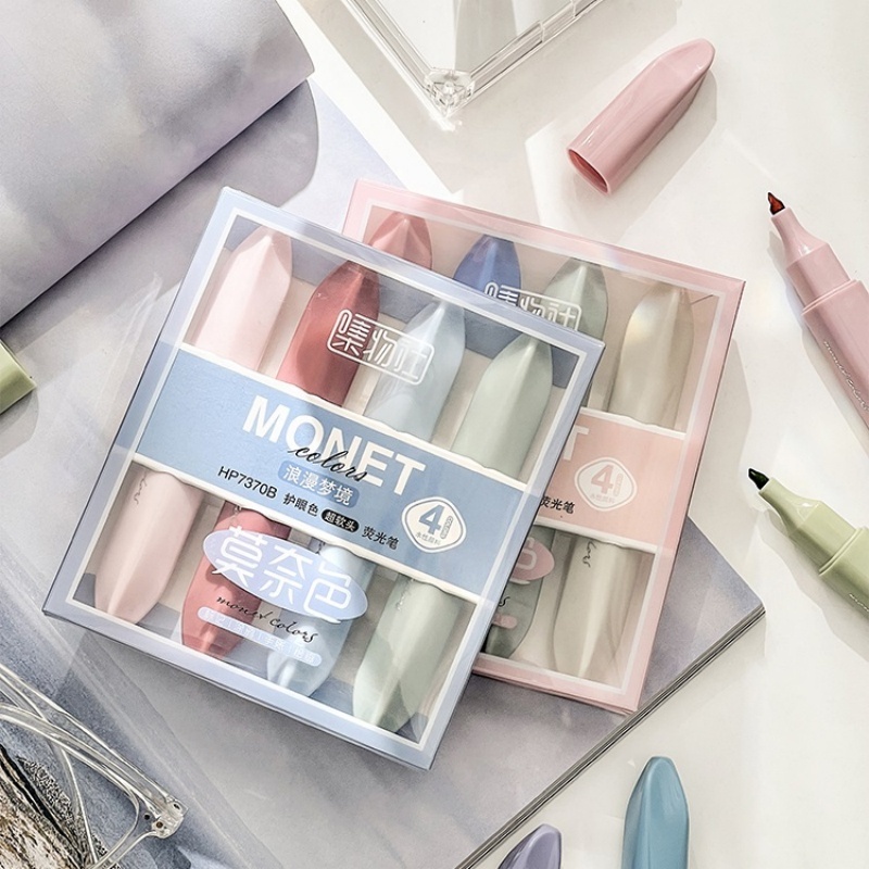 Sét 4 cây bút highlight MONET xinh xắn màu kẹo ngọt Bút Đánh Dấu Màu Pastel Cho Học Sinh
